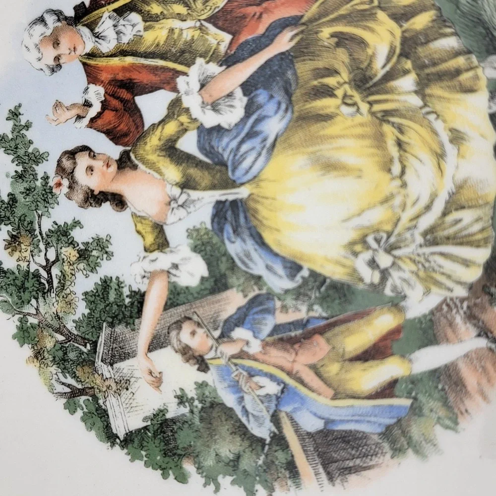 The Harker Pottery Company Plate 1840 22KT Gold Colonial Couple 10
